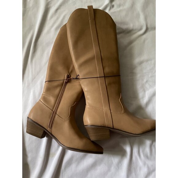 Knee High Light Brown Faux Leather Memory Foam Boots Size 11 Made In China With - Picture 6 of 8